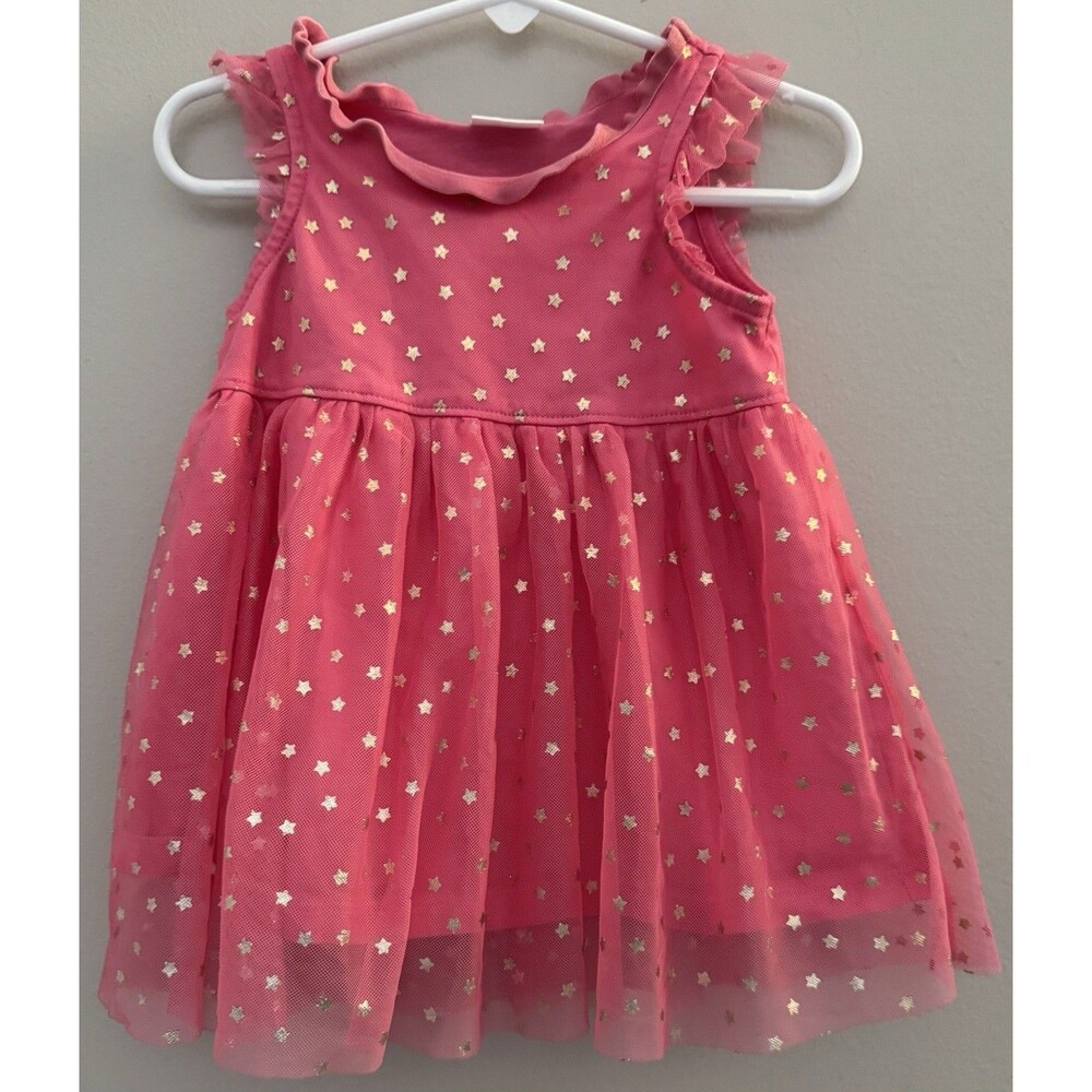 Hanna Andersson Pink Tulle Star Summer Dress Size 70 (6/12M)